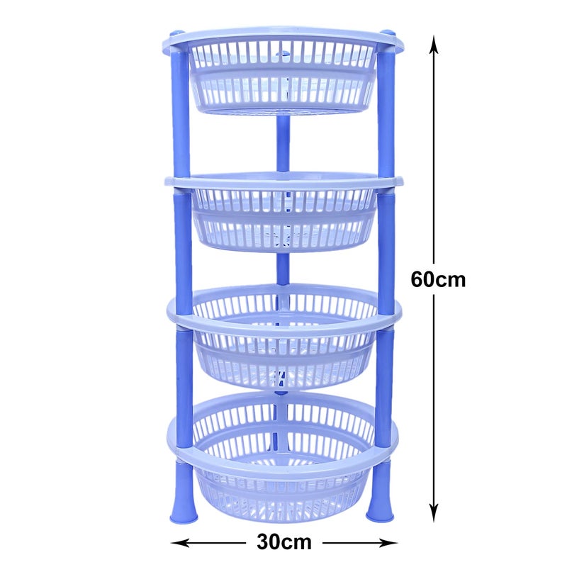 Kuber Industries Plastic 4-Tier Multi-Purpose Round Storage Basket, Organizer, Shelf Rack (Blue)-50KM01711 - Image 5