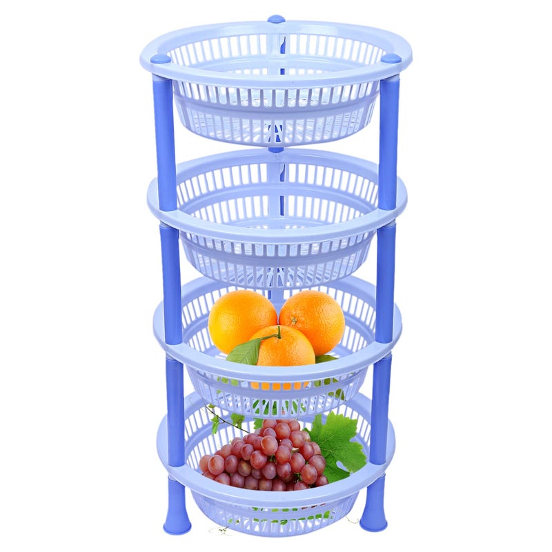 Kuber Industries Plastic 4-Tier Multi-Purpose Round Storage Basket, Organizer, Shelf Rack (Blue)-50KM01711 - Image 4