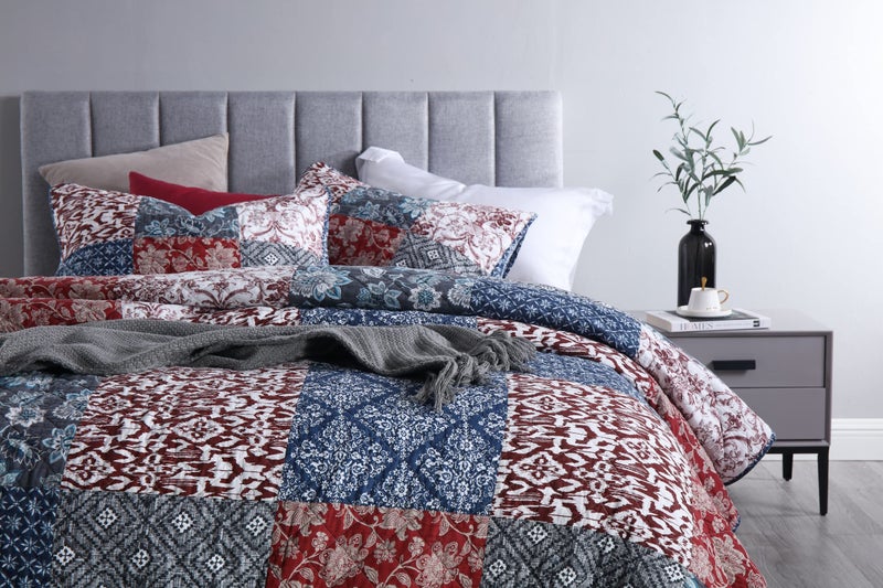 Yvooxny Quilts King Size Bedspread Quilt Set Lightweight Reversible Coverlet Set Real Patchwork Quilted Bedding Set for All Seasons, Bohemian Floral Style, King Size - Image 2
