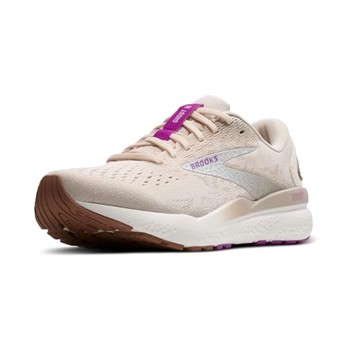 Brooks Women’s Ghost 16 Neutral Running Shoe - Almond Peach/Coconut/Purple - 9.5 Medium - Image 1
