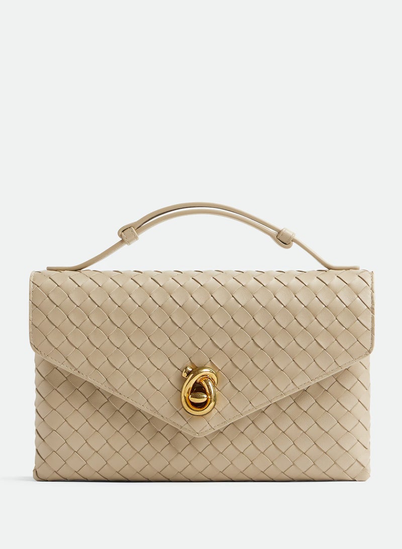 BOTTEGA Bottega Veneta Knot Lock Cross Body Bag, Women's Tote Bag, Women's Shoulder Bag, Women's Travel Bag, Women's Hand Bag, Beige-25cm - Image 1