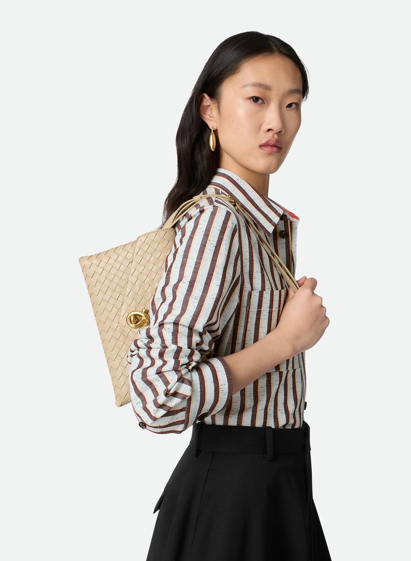 BOTTEGA Bottega Veneta Knot Lock Cross Body Bag, Women's Tote Bag, Women's Shoulder Bag, Women's Travel Bag, Women's Hand Bag, Beige-25cm - Image 2