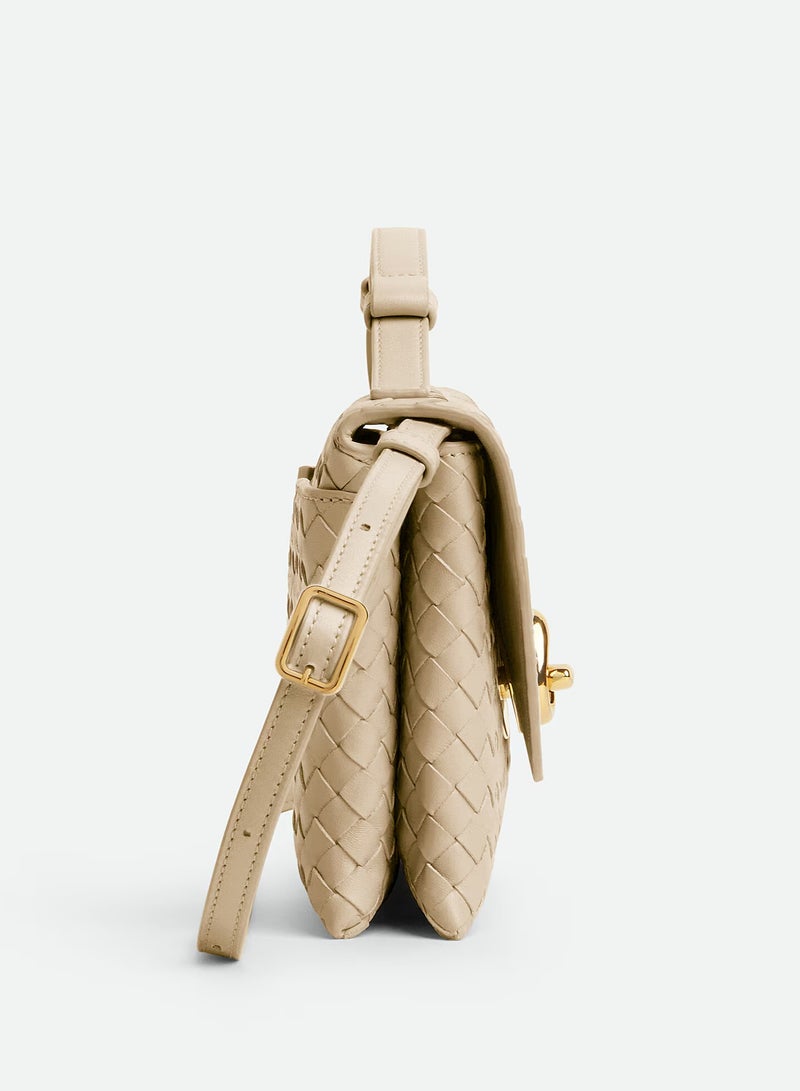 BOTTEGA Bottega Veneta Knot Lock Cross Body Bag, Women's Tote Bag, Women's Shoulder Bag, Women's Travel Bag, Women's Hand Bag, Beige-25cm - Image 4