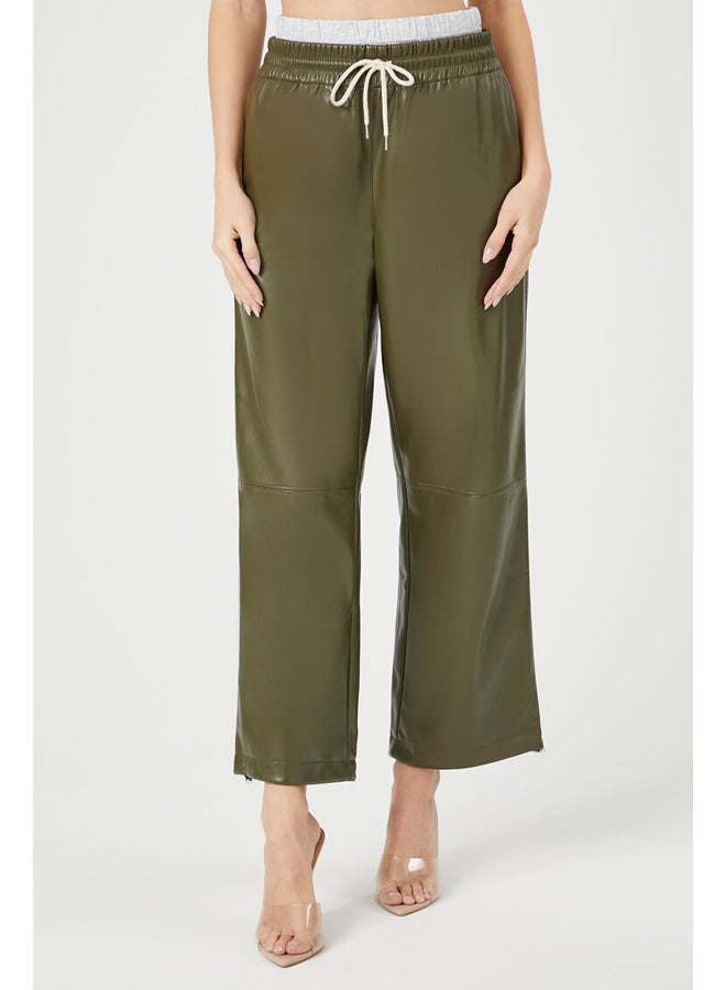 FOREVER 21 Faux Leather Drawstring Pants - Image 2