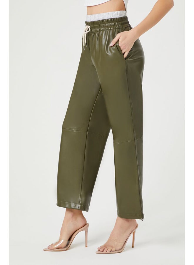 FOREVER 21 Faux Leather Drawstring Pants - Image 3