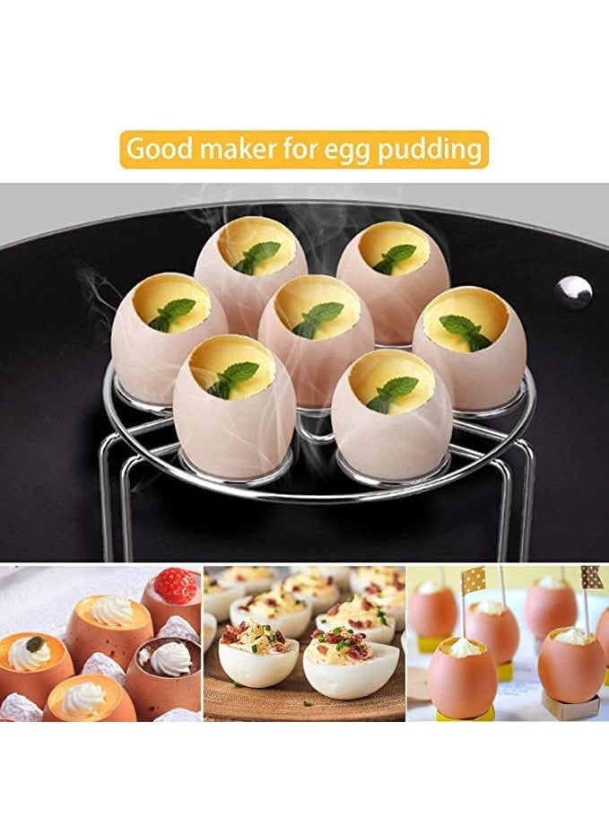 ATOOZED ATOOZED Stainless Steel Egg Steamer Rack Heatproof Stackable 7 Holes Stand Egg Box Kitchen Multipurpose Trivet Insert for Pot Accessories and Pressure Cooker Pans steam boiling Silver  - Image 2