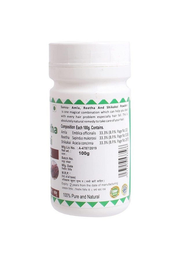 Sansu Amla Reetha Shikakai Powder Ayurvedic Natural 100g (Pack of 4) - Image 3