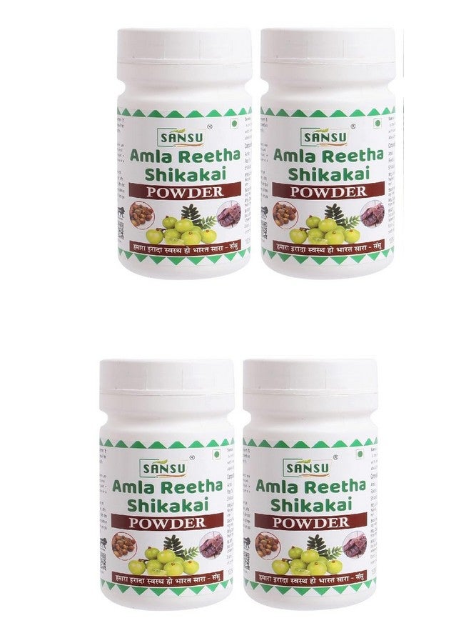 Sansu Amla Reetha Shikakai Powder Ayurvedic Natural 100g (Pack of 4) - Image 1