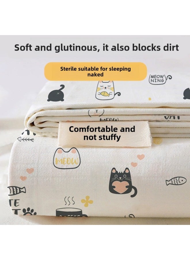 Generic Hotel Disposable Thickened Four-piece Bed Sheet Quilt Cover Pillowcase Travel Double Portable Cute Suit Wholesale-Color:Cute Cat [single Three-piece Set 1 Pack] Sterilization And Dirt Separation  - Image 4