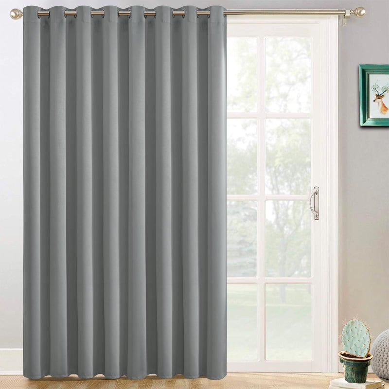 Yakamok Blackout Patio Curtains 100x96 Inches for Sliding Door Extral Wide Blackout Curtain Panels Thermal Insulated Room Divider Grommet Top 8 Tall by 83 Wide Dove Grey