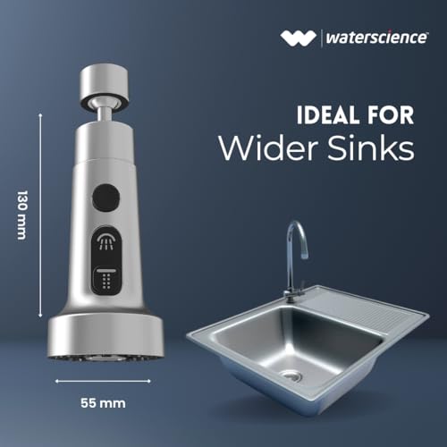 WaterScience Tap Extension for Kitchen Sink | 3 Flow Modes | Flexible Faucet Extender for Taps | Aerators for Water Tap | Upto 80% Water Saving - Wide - Image 4