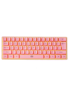 61 Keys Wireless Keyboard BT+2.4G Dual-mode Keyboard with RGB Backlight Effect ABS Two-color Injection Molding keycap Pink