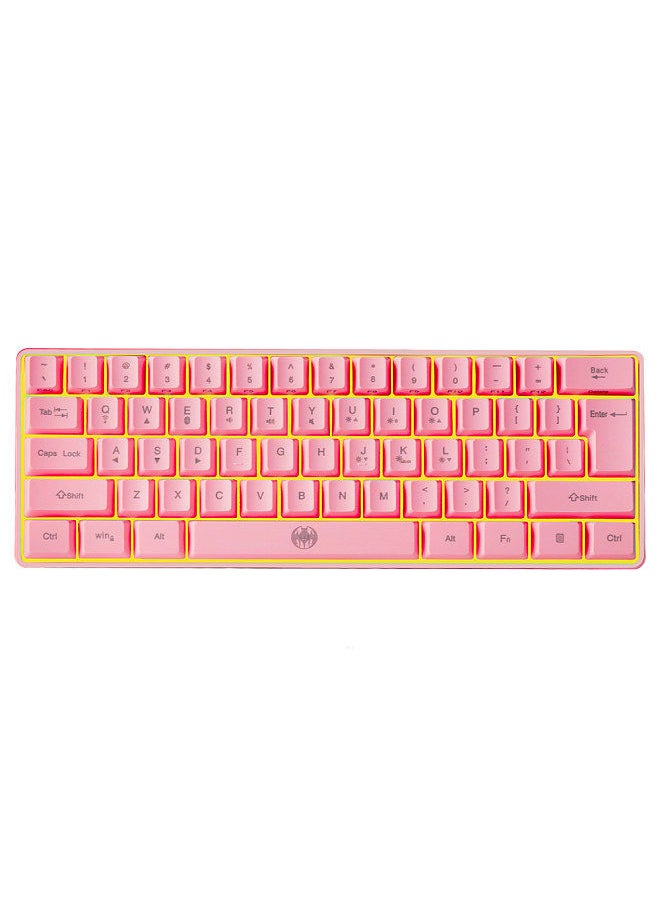 Generic - 61 Keys Wireless Keyboard BT+2.4G Dual-mode Keyboard with RGB Backlight Effect ABS Two-color Injection Molding keycap Pink - Image 1