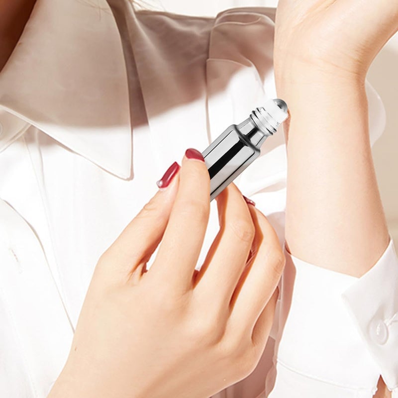 مجموعة زجاجات رولر زجاجية سعة 12 مل (12 قطعة) بأغطية فضية وذهبية، زجاجات رولر للزيوت الأساسية قابلة لإعادة التعبئة للعطور والروائح، حجم مدمج للسفر والعناية الشخصية - Image 3