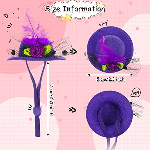 Weewooday 6 Pieces Chicken Hats for Hen Mini Chicken Helmet Accessories Feather Top Funny Small Hat Funny with Adjustable Elastic Chin Strap for Animal Costume (Fresh Color, Classic Style) - Image 3