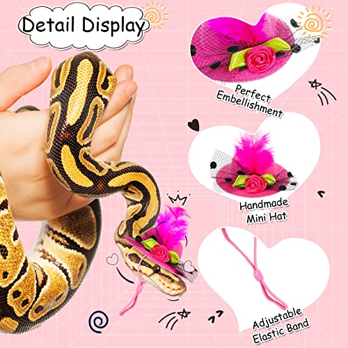 Weewooday 6 Pieces Chicken Hats for Hen Mini Chicken Helmet Accessories Feather Top Funny Small Hat Funny with Adjustable Elastic Chin Strap for Animal Costume (Fresh Color, Classic Style) - Image 2
