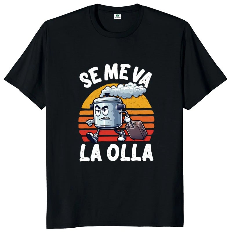 Foreign Trade Cross-border European and American Mens Casual Crewneck Short Sleeve Funny Spanish Joke Mens T-Shirt Selling on Amazon [220g cotton] black KCAT71