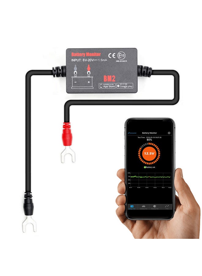 Generic BT4.0 6~20V Input Voltage Battery Monitor Automobile Battery Monitor Tool Diagnostic Tools Connect Smartphone APP for 12 V Vehicle Battery  - Image 4