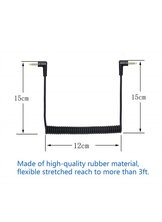 CERRXIAN 90 Degree Right Angle 3.5mm Male to Male Jack 4 Pole Extension Aux Audio Coiled Spiral Cable - Image 3