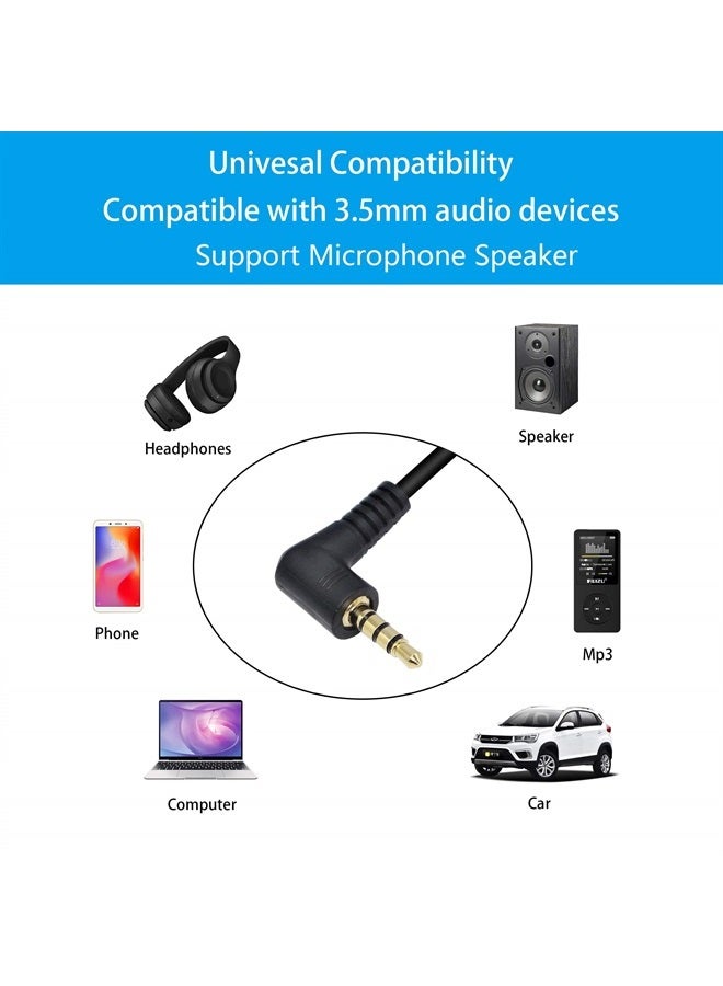 CERRXIAN 90 Degree Right Angle 3.5mm Male to Male Jack 4 Pole Extension Aux Audio Coiled Spiral Cable - Image 5