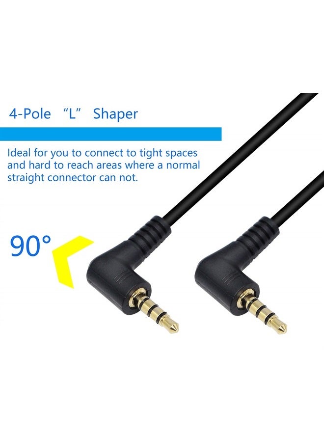 CERRXIAN 90 Degree Right Angle 3.5mm Male to Male Jack 4 Pole Extension Aux Audio Coiled Spiral Cable - Image 2