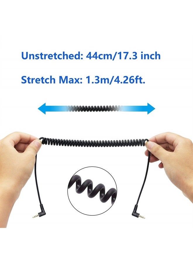 CERRXIAN 90 Degree Right Angle 3.5mm Male to Male Jack 4 Pole Extension Aux Audio Coiled Spiral Cable - Image 4