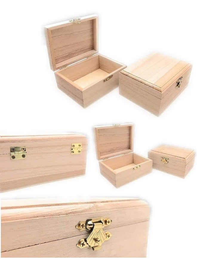أوجامي 12 قطعة صندوق خشبي مستطيل غير مكتمل صناديق تخزين يدوية طبيعية ذاتية الصنع مع غطاء مفصلي ومشبك أمامي للهوايات الفنية - Image 1