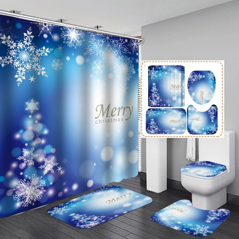 Y&D 3D Bathroom Shower Curtain, Bath Rug Set with Non-Slip Rugs,Toilet Lid Cover and Bath Mat Shower Curtain - Image 5