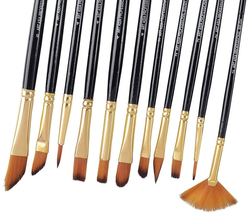 KIRA Synthetic Hair Paintbrush Set of 12 pc for Watercolor and Acrylic Painting - Image 2