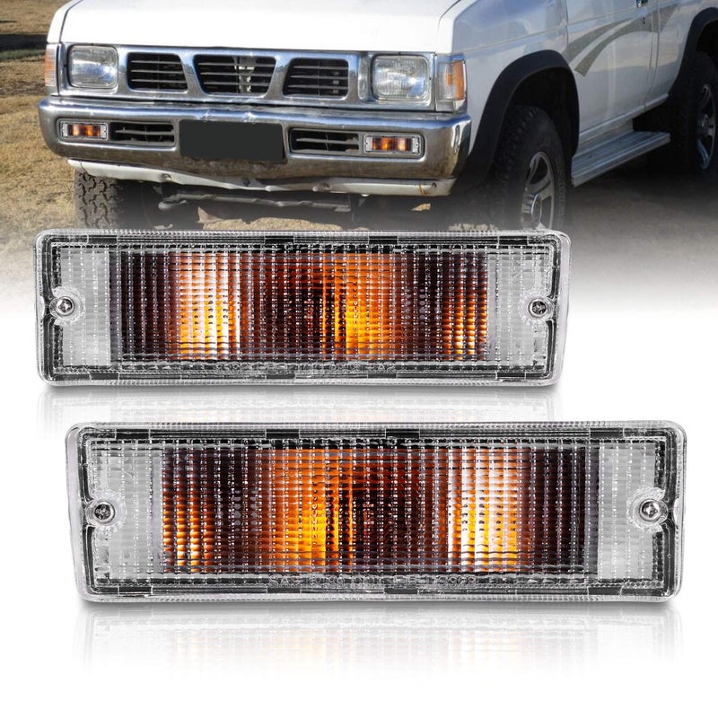 AmeriLite Replacement Clear Bumper Lights Pair for 19881997 Nissan Hardbody PickUp 8895 Pathfinder Passenger and Driver Side