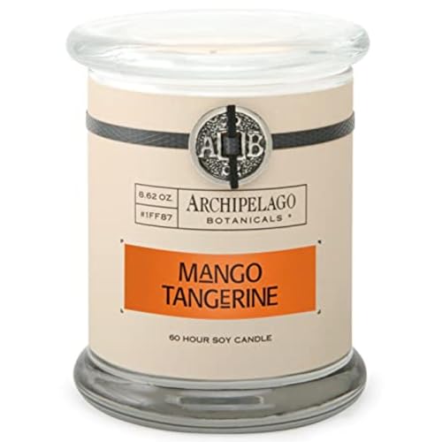 Archipelago Botanicals Scented Candle Hand-Poured Premium Wax, Burns Approx. 60 Hours, Mango, Tangerine, Soy Candle in Glass Jar, 4.5 Inch, 8.6 oz - Image 1