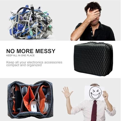 Handcuffs Cable Organiser Bag Polyester Ripstop Tech Storage Organiser for USB Cables | Powerbank Case | Charger Bags| Hard Disk Pouch | Gadgets Organizer (Black) - Image 5