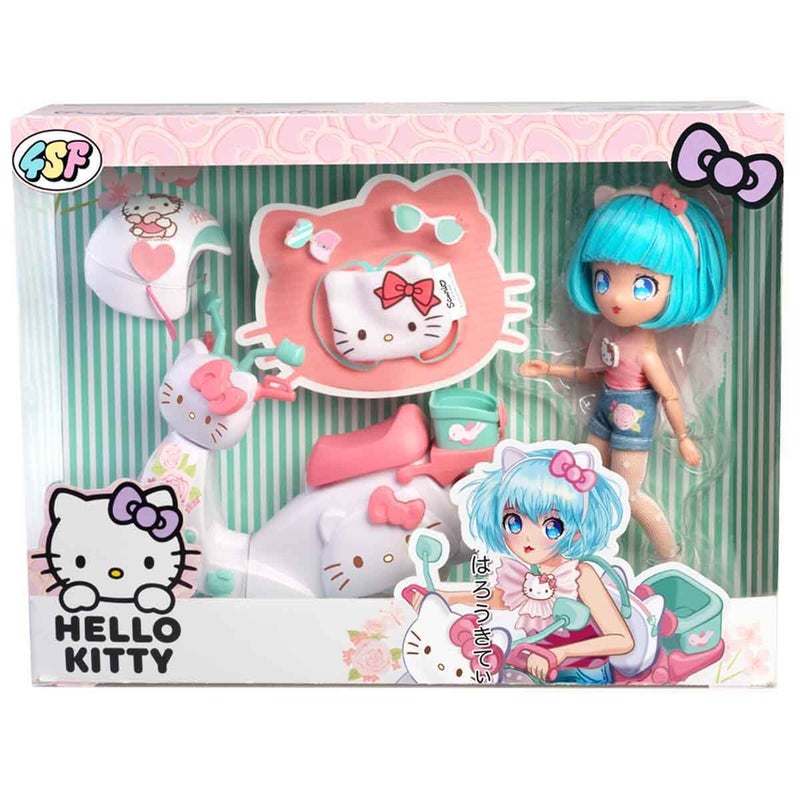 Hello Kitty Sanrio Hello Kitty and Friends Manga Doll With Pretty Pink Scooter Adventure Set (19.5 cm) - Image 1