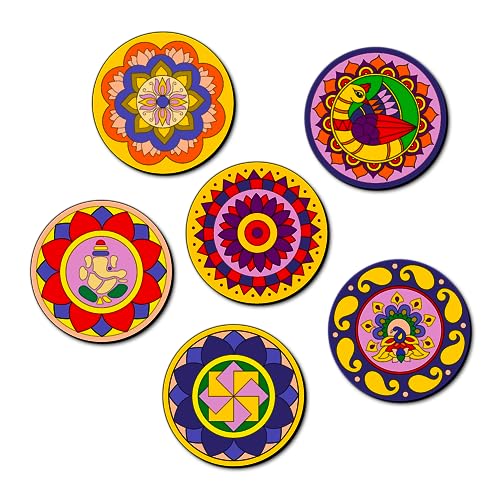 Mini Leaves Mandala Art Kit for Adults, Games for Girls Boys 7-14 Years, Craft Kit for Girls Boys 9-12, Easy to Paint Wooden Tea Coasters, Set of 6, Includes 12 Colors & Brush, Ideal for Gifting - Image 3