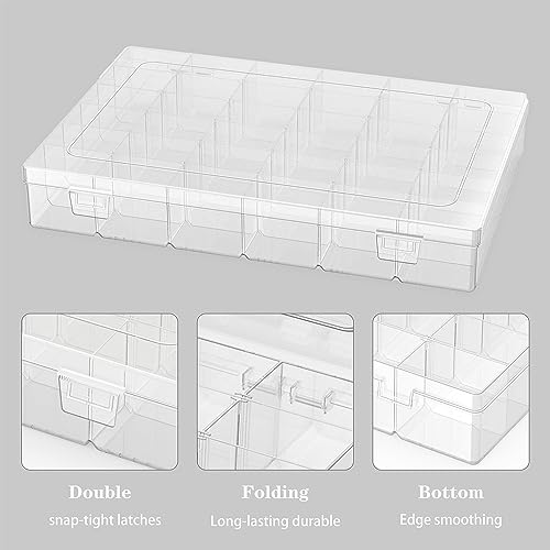 Goiio 4 Pack Plastic Organizer Container Box, 36 Grids Clear Plastic Parts Organizer Box, for Beads, Art DIY, Crafts, Jewelry, Fishing Tackle with Label Stickers - Image 3