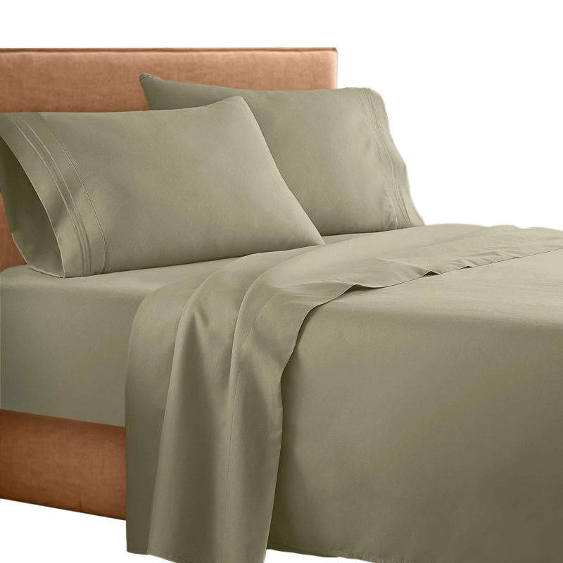 Clara Clark Â® Supreme 1500 Collection 4pc Bed Sheet Set - Queen Size, Sage Olive Green - Image 1