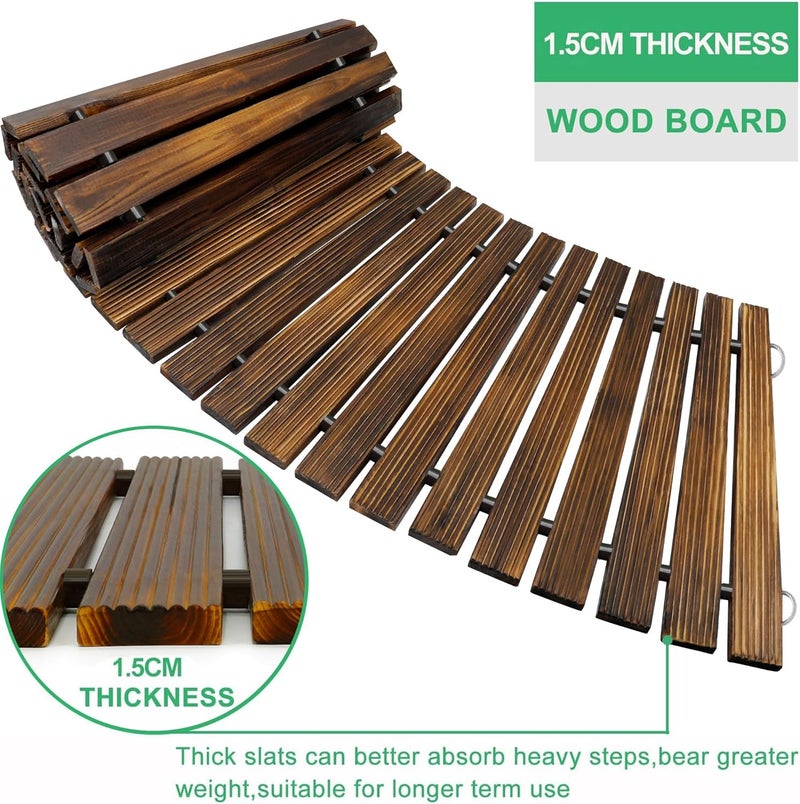 Reliancer 6' Wooden Garden Pathway,Outdoor Roll Out Cedar Curved Walkway,Patio Path Decorative Garden Boardwalk Walkways,Weather-Resistant Roll Up Beach Wood Road Floor,Wedding Party Pathways - Image 3