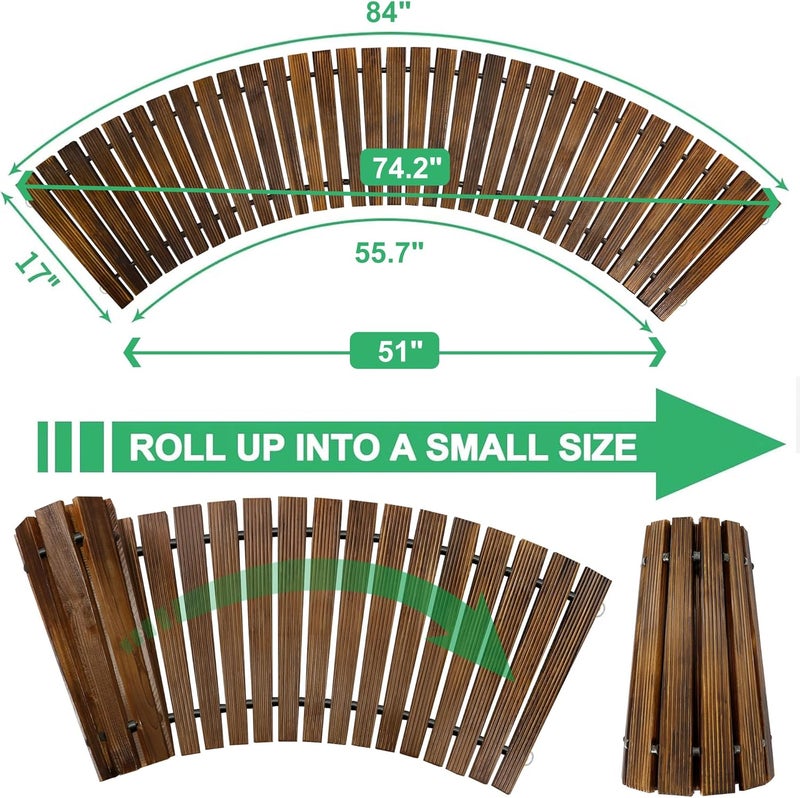 Reliancer 6' Wooden Garden Pathway,Outdoor Roll Out Cedar Curved Walkway,Patio Path Decorative Garden Boardwalk Walkways,Weather-Resistant Roll Up Beach Wood Road Floor,Wedding Party Pathways - Image 2