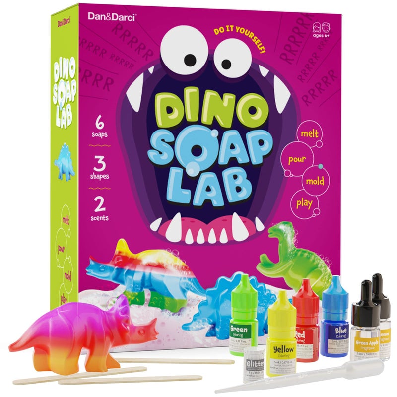 Dan&Darci Dino Soap Making Kit for Kids, Dinosaur Science Toys Kits, Gifts for Kid All Ages, DIY Activities Craft - Art Crafts Gift Set for Boys and Girls Age 3 4 5 6 7 8 12 Year Old Boy - Image 1