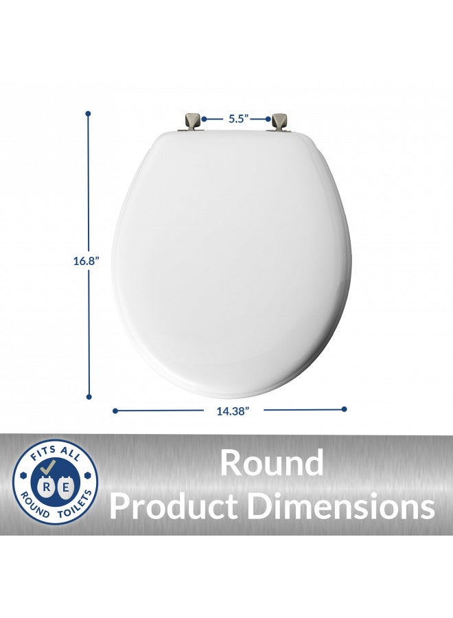 Mayfair MAYFAIR 844BN 000 Toilet Seat with Brushed Nickel Hinges will Never Come Loose, ROUND , White  - Image 5