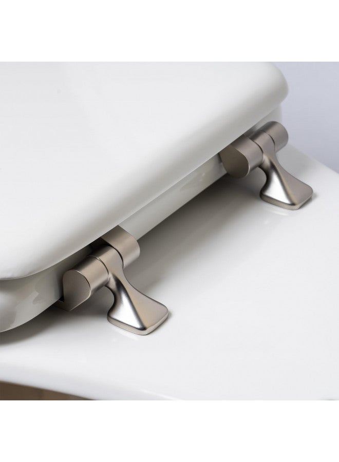 Mayfair MAYFAIR 844BN 000 Toilet Seat with Brushed Nickel Hinges will Never Come Loose, ROUND , White  - Image 2
