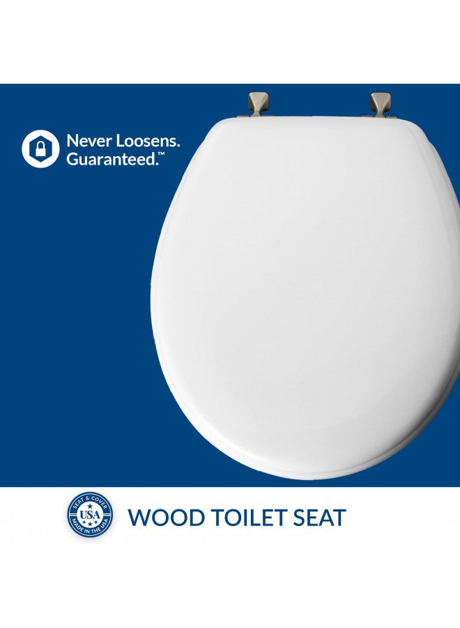 Mayfair MAYFAIR 844BN 000 Toilet Seat with Brushed Nickel Hinges will Never Come Loose, ROUND , White  - Image 3