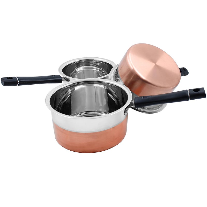 Spillbox Stainless Steel Induction and Gas Compatible Heavy Base Sauce Pan Tea Pan Milk Pan for Kitchen Utensils Cookware Copper Bottom - Image 3