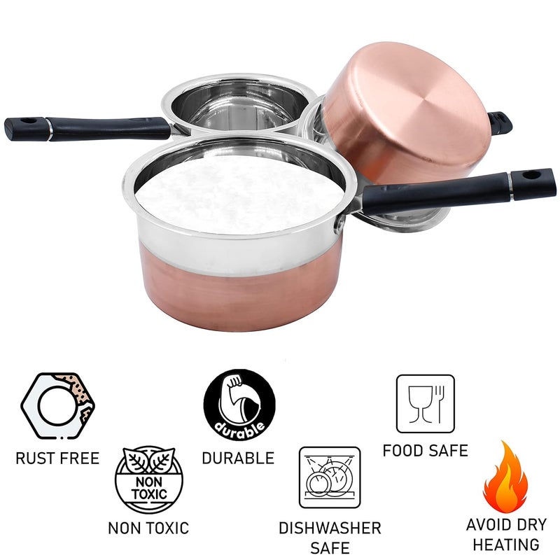 Spillbox Stainless Steel Induction and Gas Compatible Heavy Base Sauce Pan Tea Pan Milk Pan for Kitchen Utensils Cookware Copper Bottom - Image 2