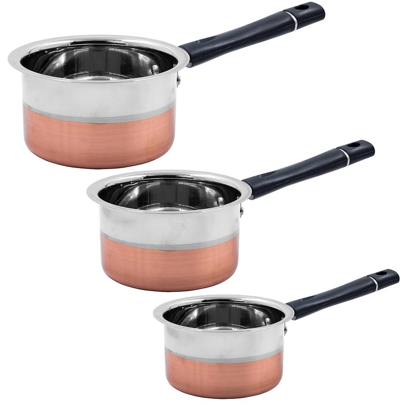 Spillbox Stainless Steel Induction and Gas Compatible Heavy Base Sauce Pan Tea Pan Milk Pan for Kitchen Utensils Cookware Copper Bottom - Image 1