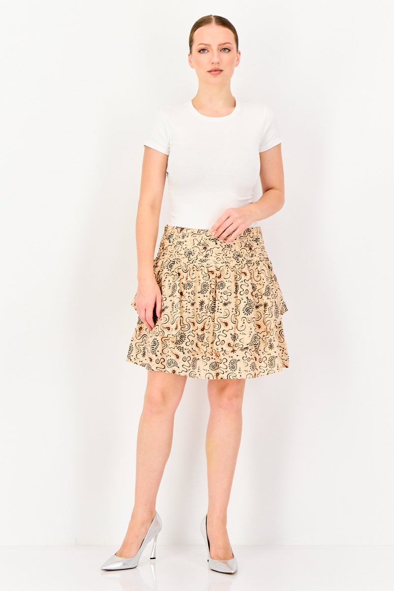 promod Women Pleated Mini Skirt, Multicolor - Image 3