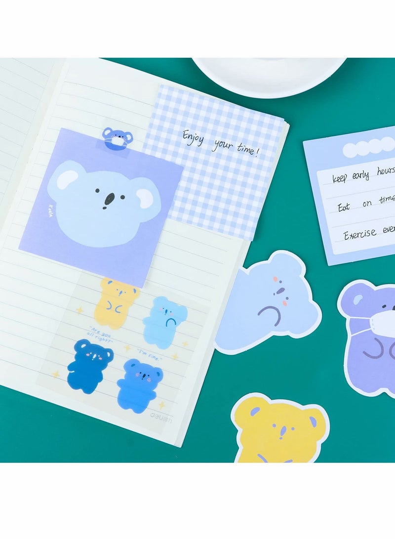Y&D Cartoon Sticky Notes, Koala Animal Memo Note Paper with PVC Stickers, Creative Notepad for School Home Office Teachers and Students (3Pcs, 168 Sheets)  - Image 5