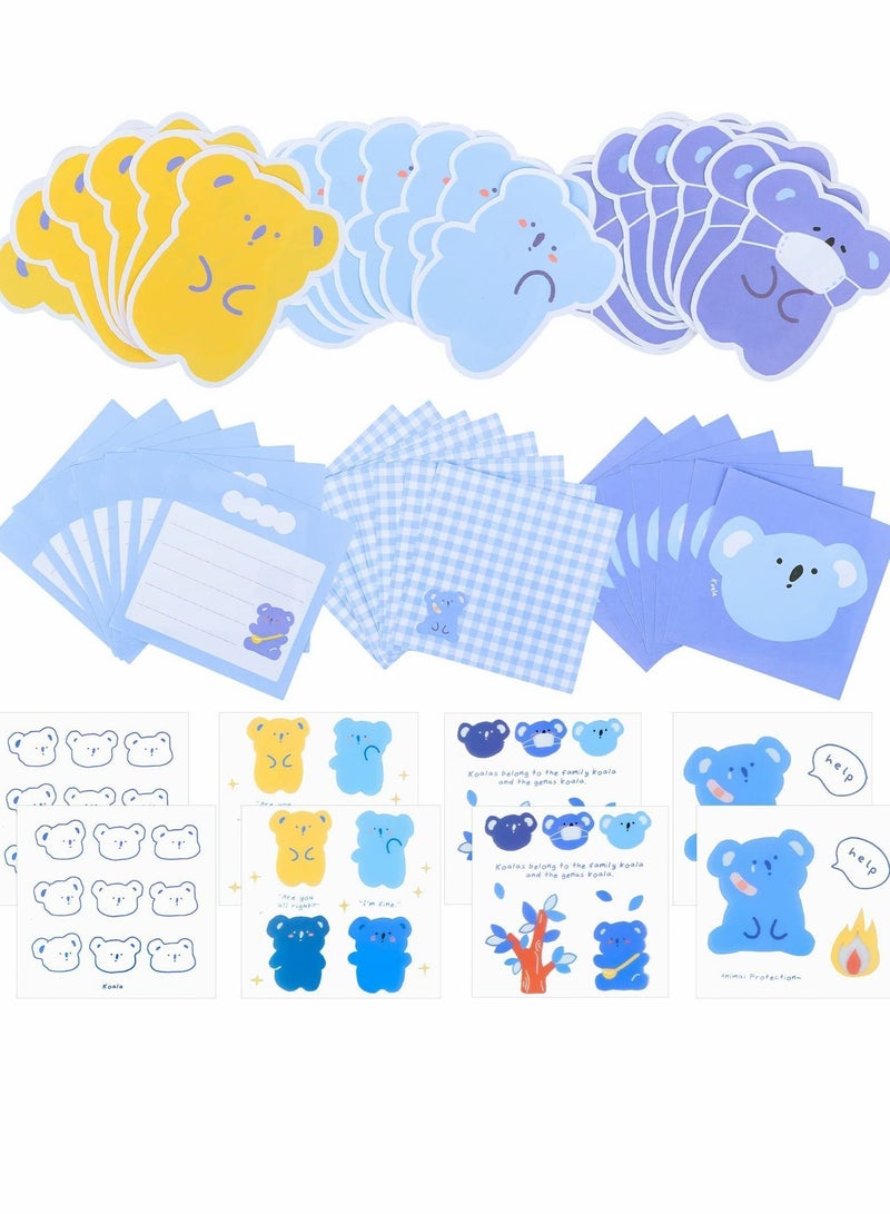 Y&D Cartoon Sticky Notes, Koala Animal Memo Note Paper with PVC Stickers, Creative Notepad for School Home Office Teachers and Students (3Pcs, 168 Sheets)  - Image 1