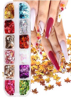 Jacknb Ors Fall Nail Art Stickers Maple Leaf Glitter Nail Sequins Autumn Glitter Nail Design Flakes Gold Maple Leaves Fall Glitter For Nails Decorations Holographic Acrylic Nails Glitters Accessories  - Image 1