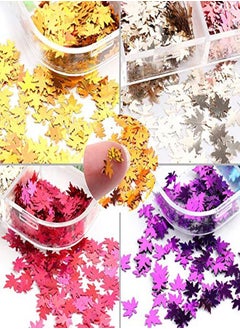 Jacknb Ors Fall Nail Art Stickers Maple Leaf Glitter Nail Sequins Autumn Glitter Nail Design Flakes Gold Maple Leaves Fall Glitter For Nails Decorations Holographic Acrylic Nails Glitters Accessories  - Image 3